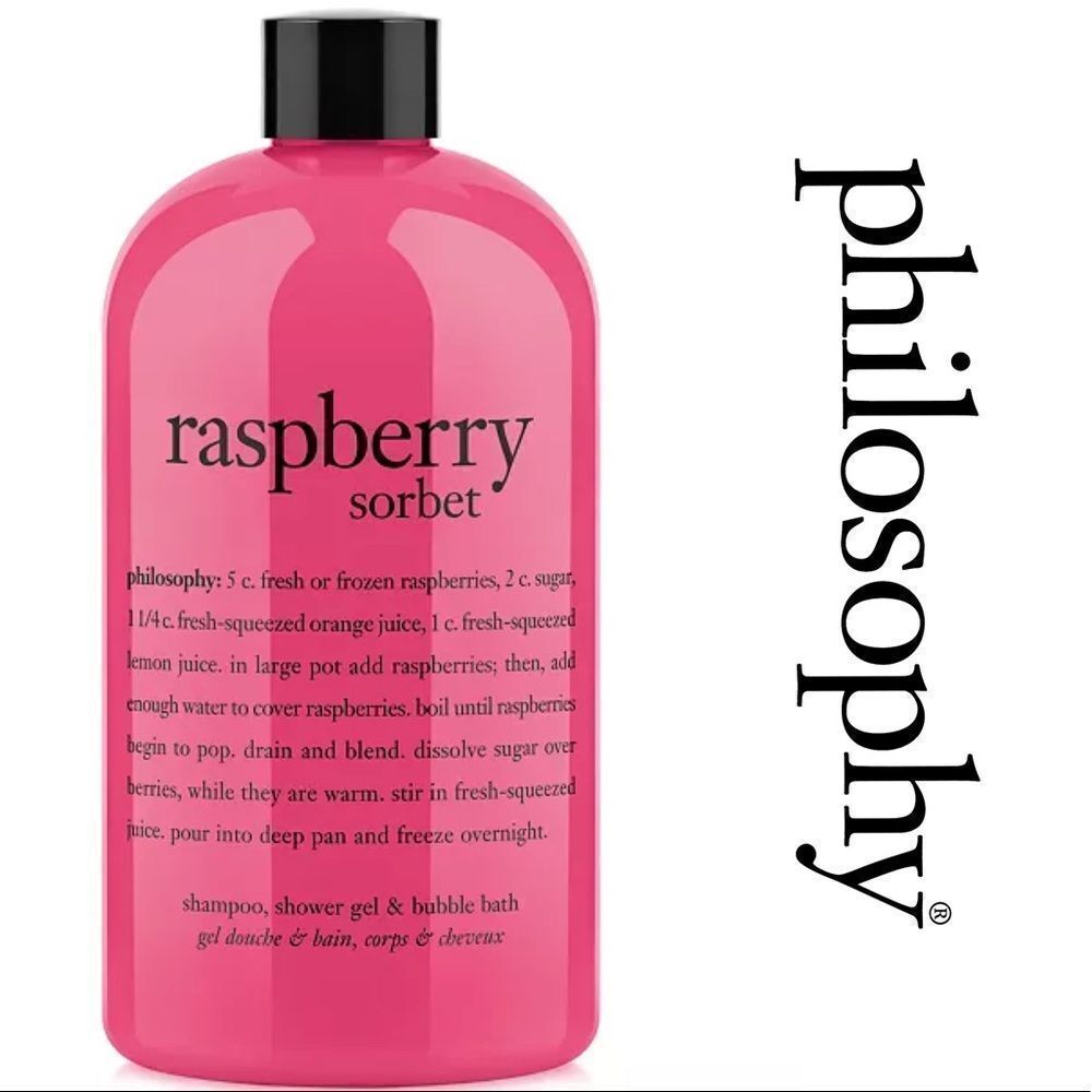 PHILOSOPHY Raspberry ultra rich3-in-1 shampoo, shower gel and bubble Bath 16Oz. - Picture 2 of 6
